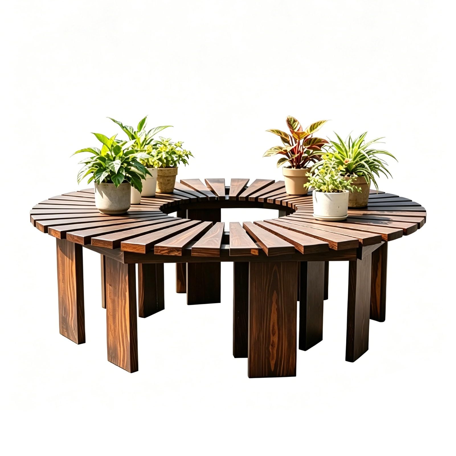 Bancos curvos de madera para zonas de ocio en parques