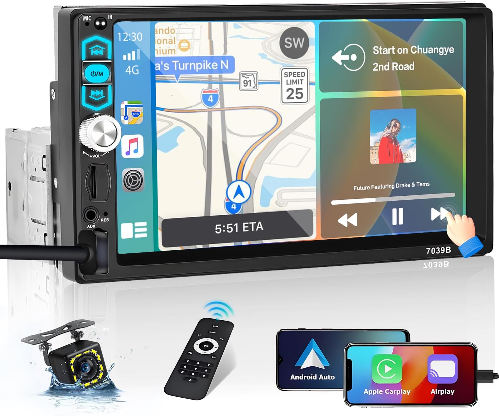 Autoradio 1 Din Con Carplay Wireless E Android Auto - Schermo 7 Pollici Touch, Bluetooth E Retro Camera - Foto 11