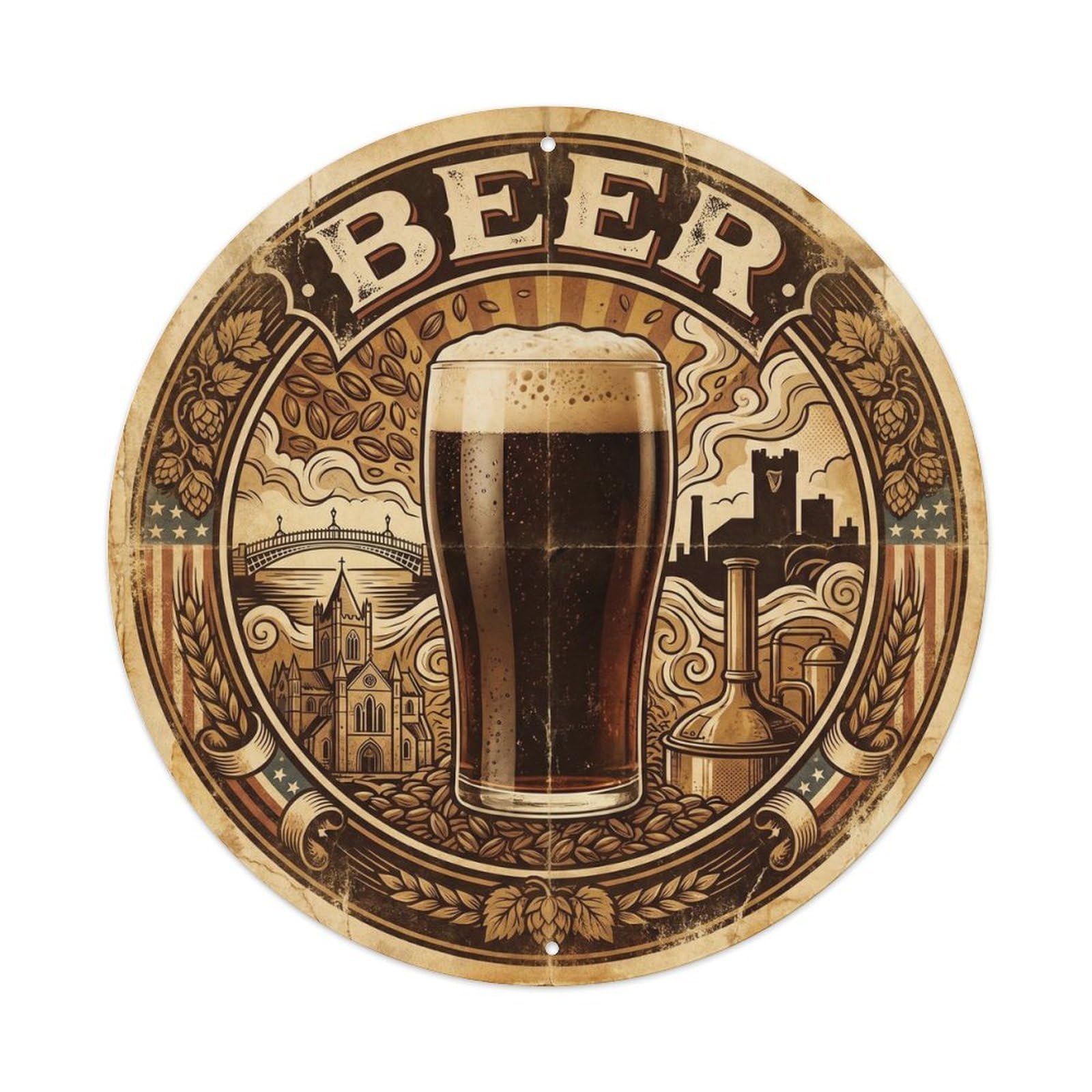 Irish Beer Culture Lager Mug Craft Brewery Classic Cafe Metal Tin Sign