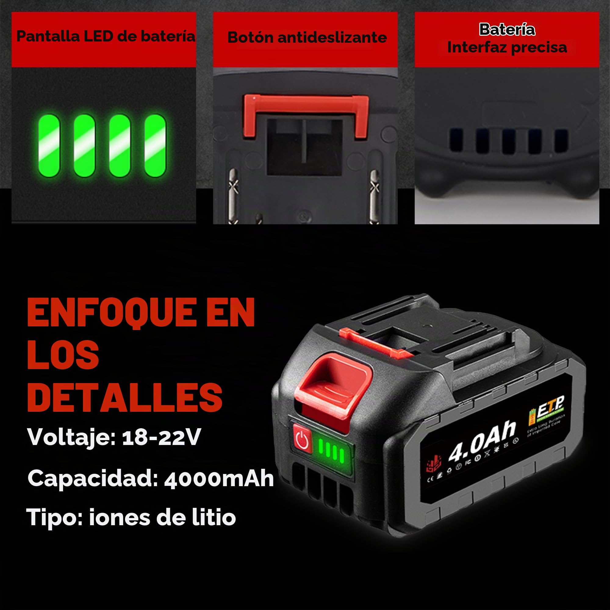 21V Batería de Litio con Cargador, 2X 6000mAh, para Herramientas ONEVAN | 21V aumento de voltaje, BMS protección múltiple, indicador LED, paquete de baterías para herramientas ONEVAN, plug-and-play