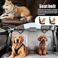 Vista 7 de Idepet Cinturón de seguridad para perro para automóvil, 2 piezas de cinturón de seguridad de perro de acero inoxidable a prueba de mordidas, arnés 3