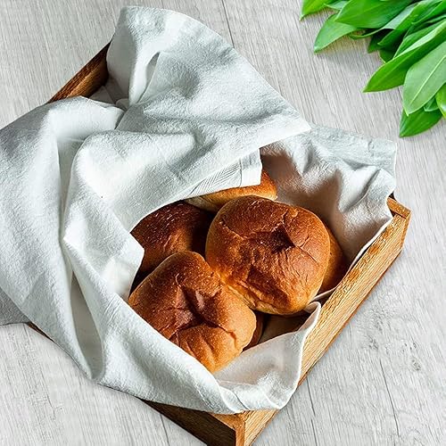 Miniatura 6 de Paquete de 15 sacos de harina de 28 x 28 pulgadas, 100% algodón hilado en anillo, altamente absorbentes, para secar platos, paños de cocina