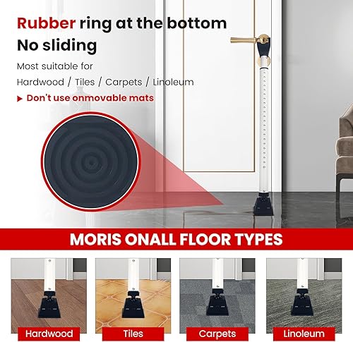 Miniatura 5 de SMOOKY Barra de seguridad para puerta 2 en 1 con alarma y barra de seguridad ajustable para puerta corredera, alarma audible de 120 db, se ajusta