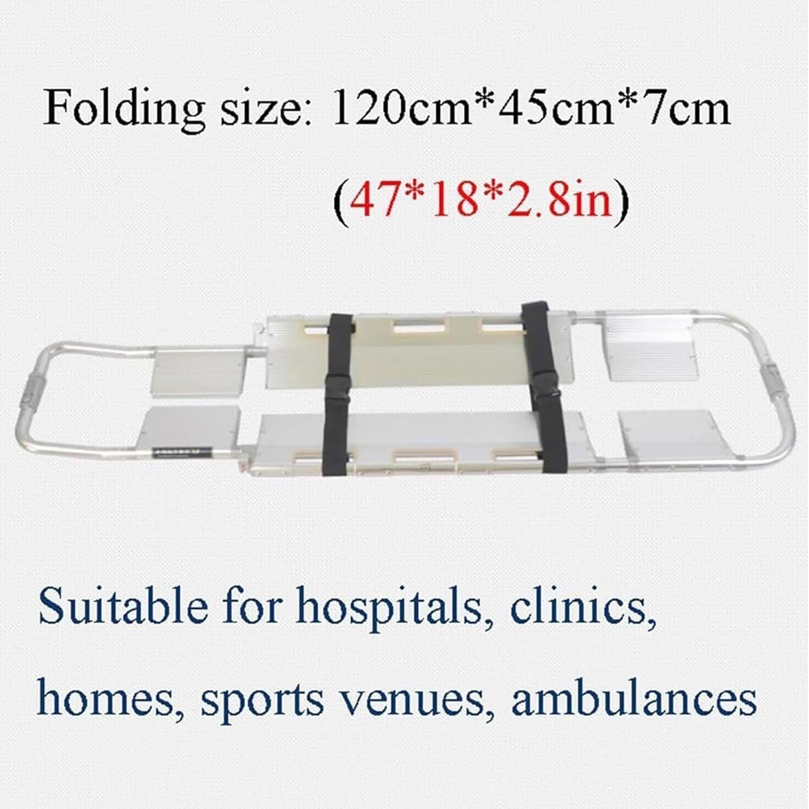 Camilla Tipo Pala de aleación de aluminio, Camilla plegable portátil, Camilla Ajustable y desmontable, Camilla médica de rescate de emergencia, para pacientes RES, Silver