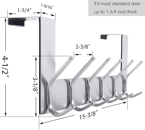 Miniatura 29 de WEBI - Perchero de 6 ganchos para abrigos, para colgar sobre la puerta, ideal para colgar toallas, ropa y abrigos en la puerta del baño Blanco