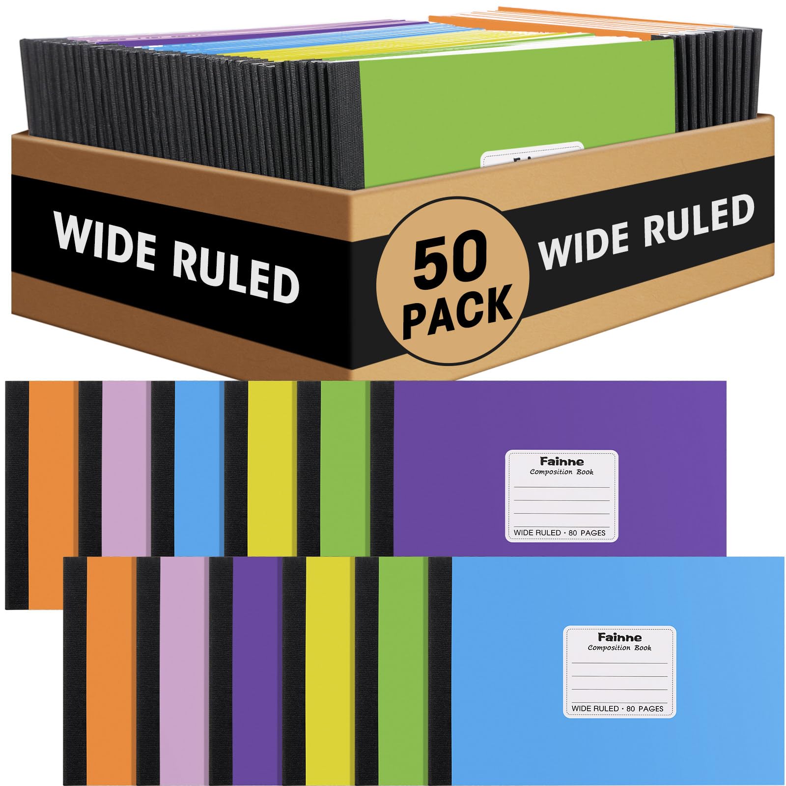 Carnet de composition A5 marbré Fainne avec couverture colorée - 8