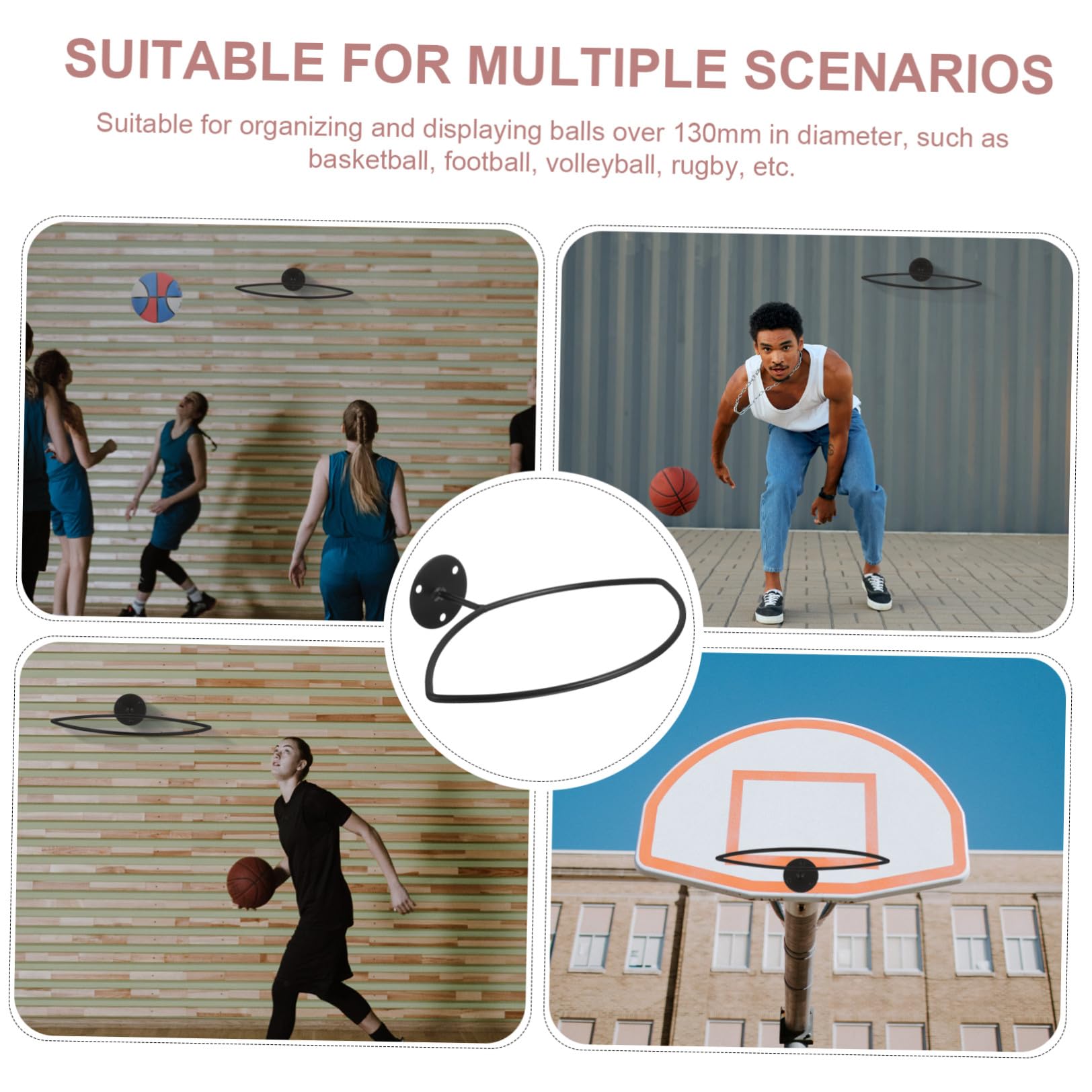 Toddmomy Calcomanías De Pared para Soporte De Fútbol ​​Soporte De Almacenamiento Ajustable para Fútbol ​​Soportes De Exhibición Decoración De Pared para Dormitorio Pickleball Balones