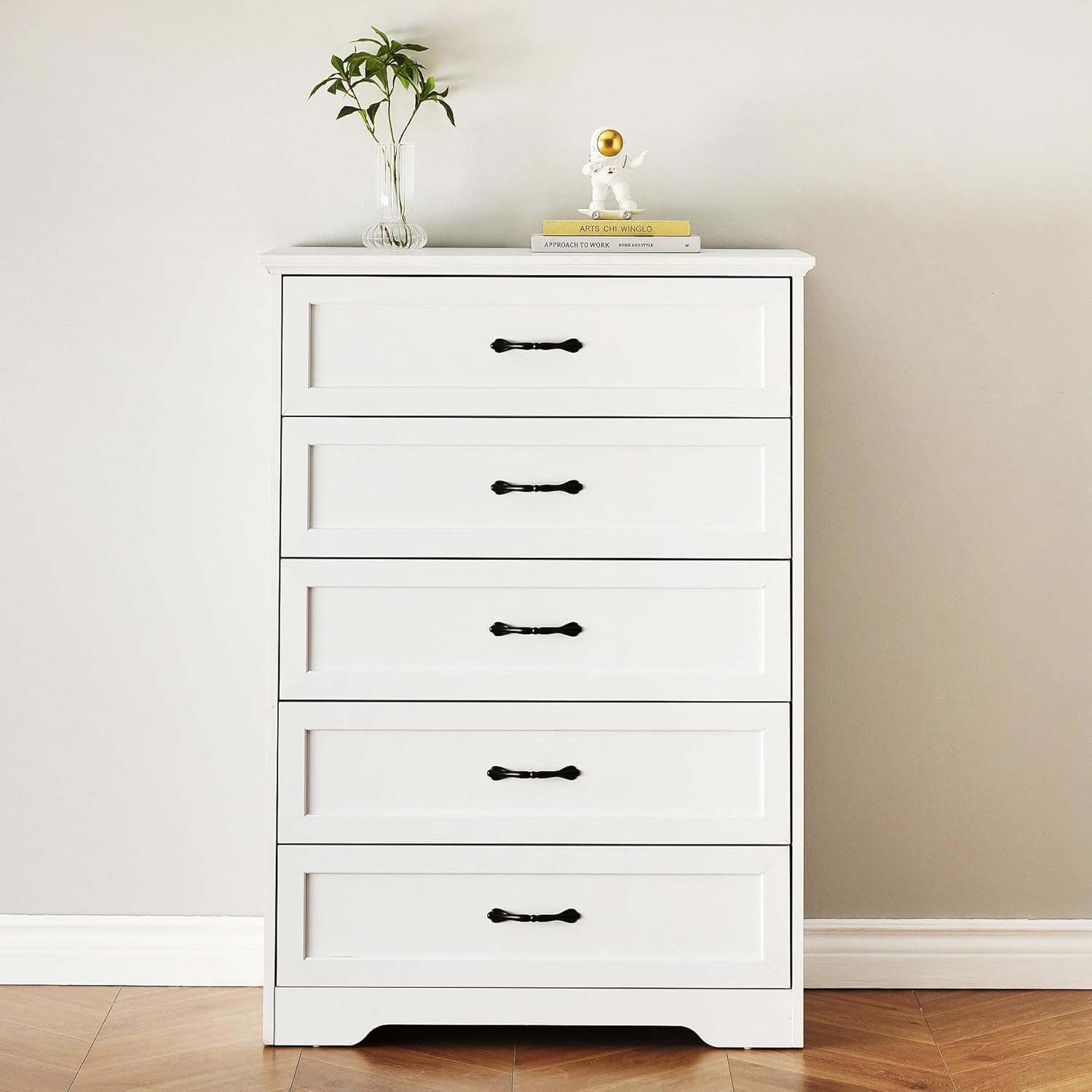 GAOMON 5 Drawer Wood Dresser for Bedroom, Dresser Storage