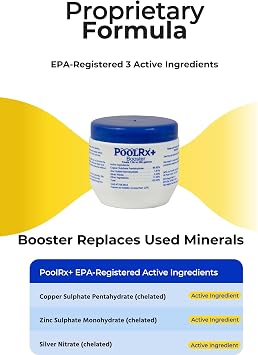 Pool RX 332004 4-Pack PoolRx+ Booster Blue Swimming Pool Algaecide, 4 Pack