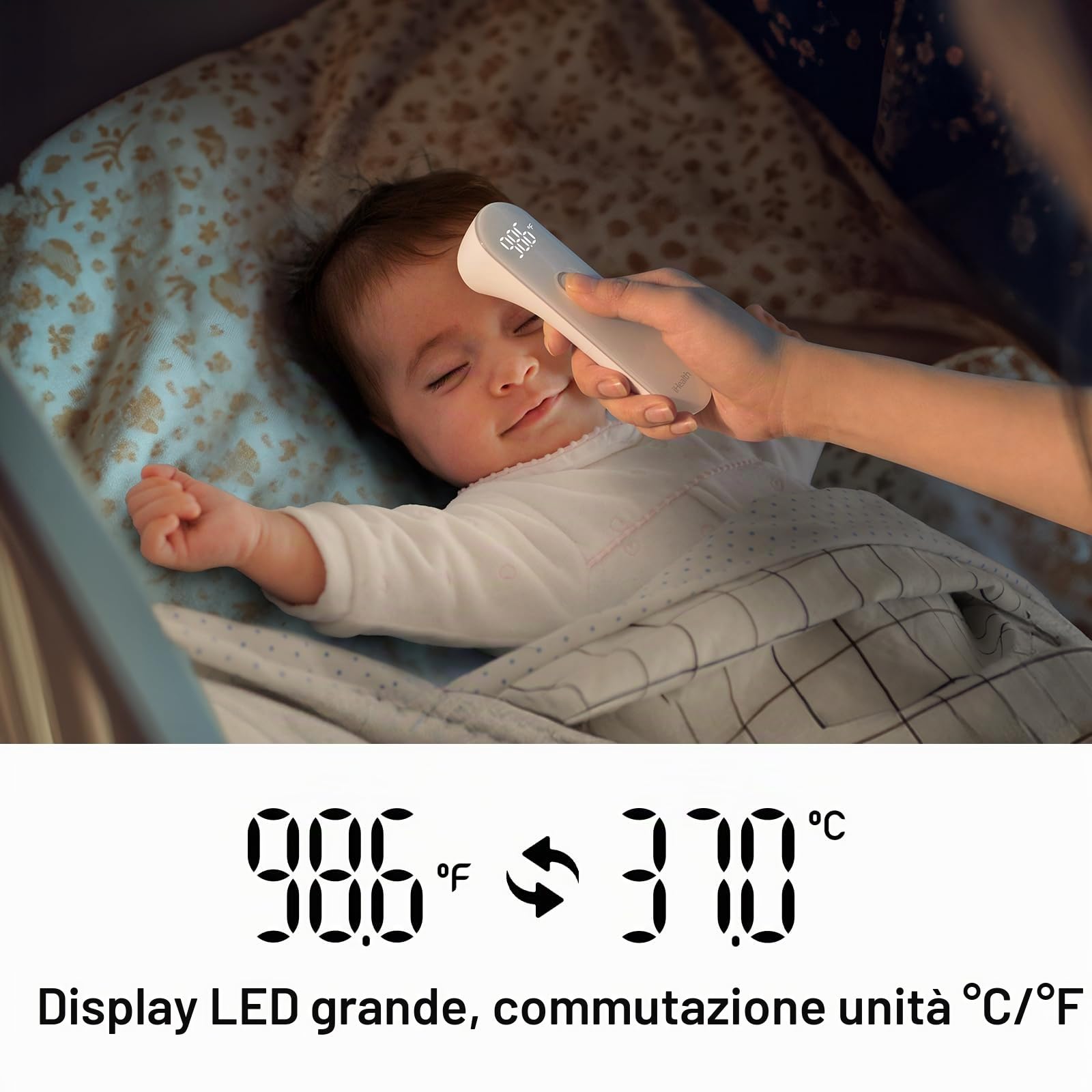 iHealth no-touch termometro della fronte, termometro a infrarossi digitale per adulti e bambini, senza contatto termometro del bambino con 3 sensori ultra-sensibili (pt3)
