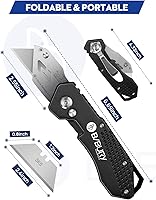 Vista 7 de Cuchillo multiuso, BIBURY Versión mejorada de corte resistente, cuchillo de bolsillo para alfombras con 10 cuchillas SK5 de acero inoxidable