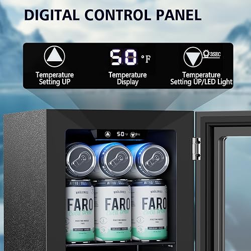 Miniatura 3 de COWSAR Commercial Beverage Refrigerator 24-Can Mini Fridge, Countertop Wine Cooler Small Adjustable Digital Thermostat, LED Light, Freestanding