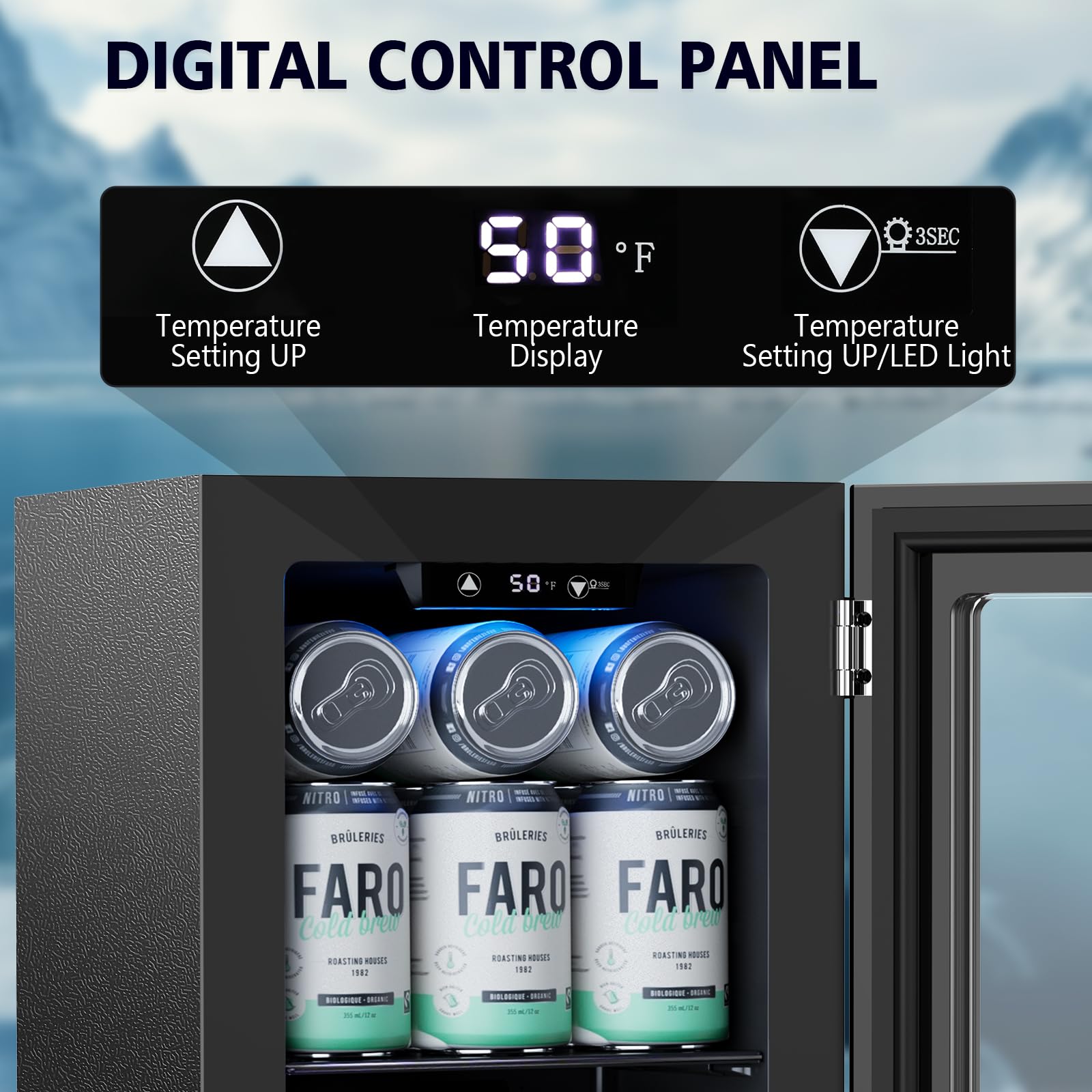 COWSAR Commercial Beverage Refrigerator 24-Can Mini Fridge, Countertop Wine Cooler Small Adjustable Digital Thermostat, LED Light, Freestanding Countertop Drink Refrigerator for Home, Bar & Office on Fridge.com