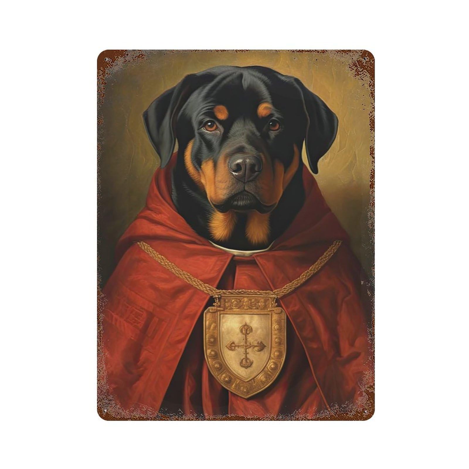 Rottweiler The Pope Aged Metal Wall Plaque 15.7"x11.8", Old School Wall Decor for Garage, Pub Or Kitchen