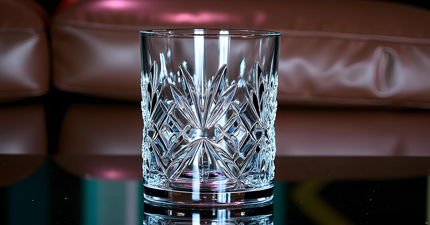 Lorren Home Trends Crystal Melodia Collection Double Old Fashioned Glass Set