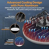 Vista 5 de DEMILAR - Luces inteligentes para tienda de 150 W, sensor de micware, 18000 lúmenes, luz LED UFO de alta bahía con control remoto multifunción, 10%