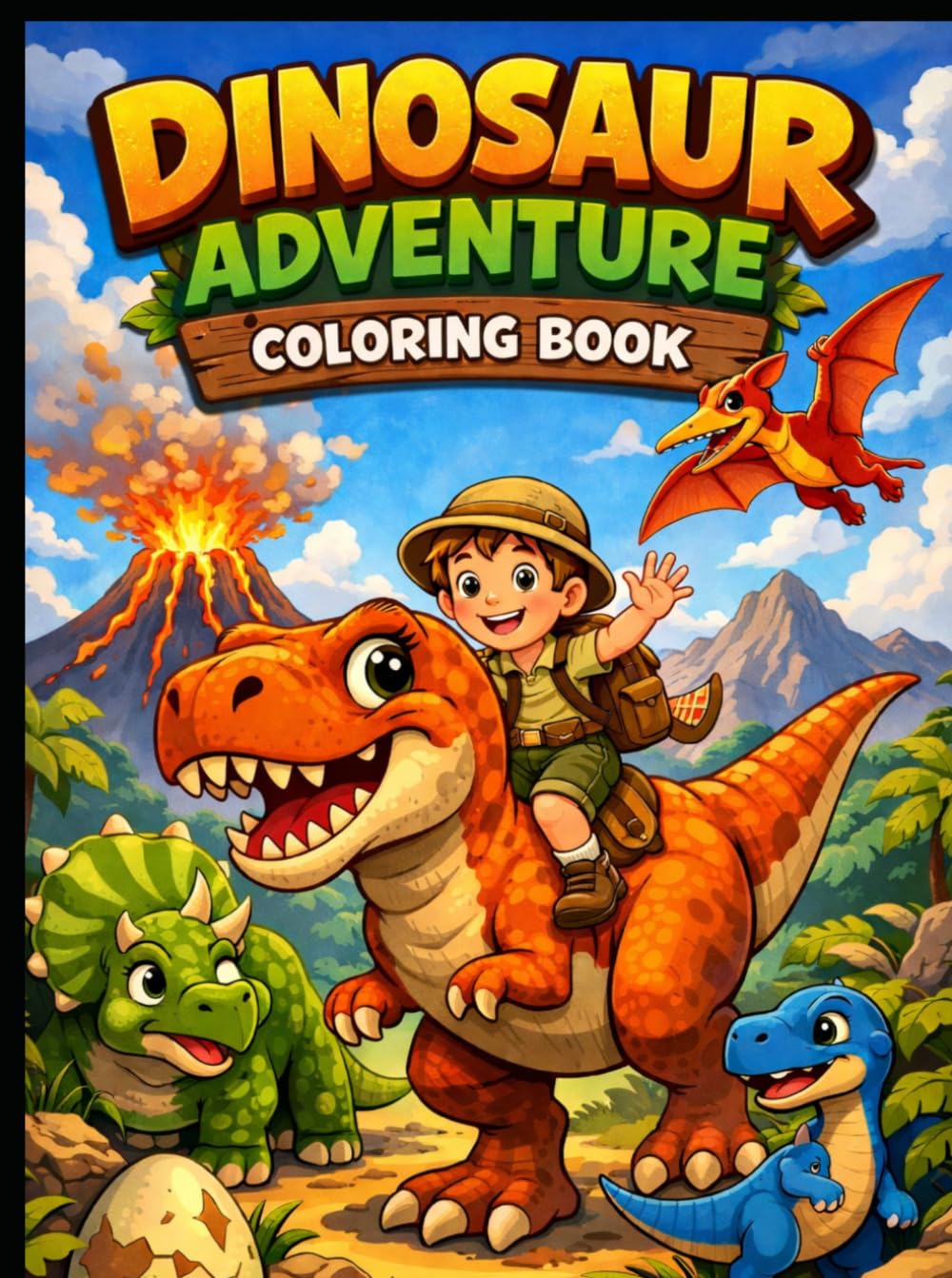 Dinosaur Adventure Coloring Book for Kids Ages 4-8: Fun and Easy Dinosaur Coloring Pages