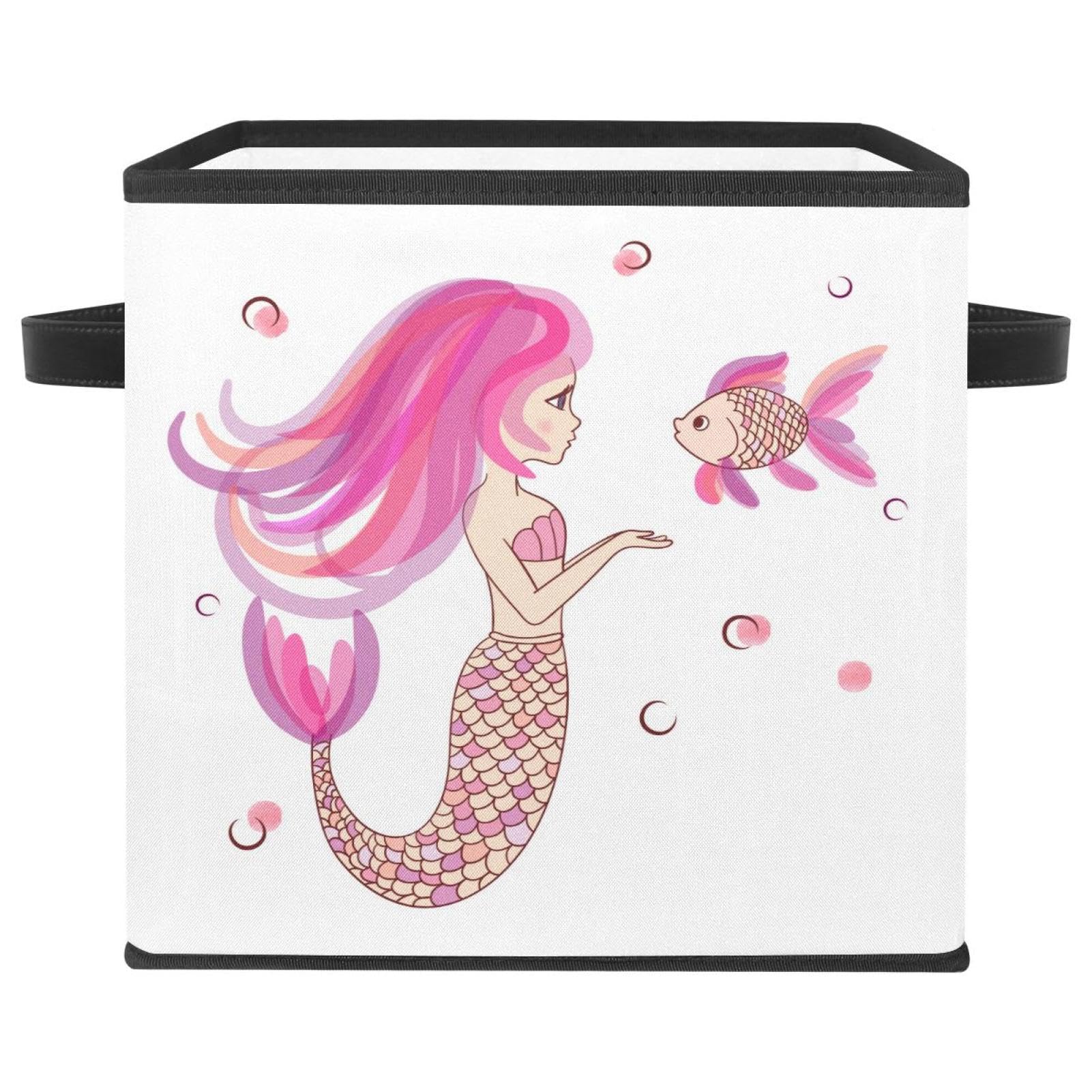 Organiseur en tissu rose sirène pour jouets et placard