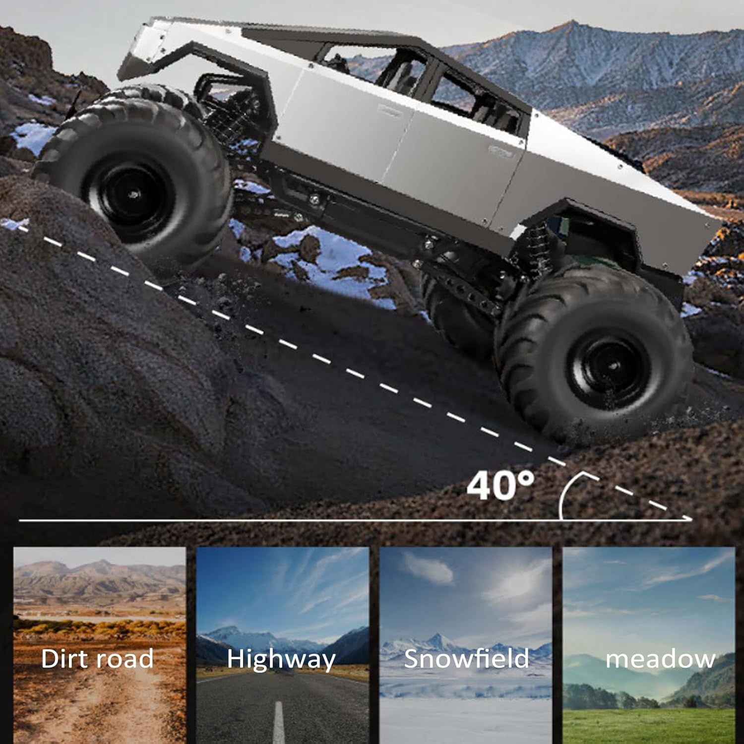 GoolRC 1:8 Scale Large Remote Control Car, RC Cars with Metal Shell, 2.4GHz 4WD RC Truck with Headlights, All Terrain Off Road Monster Truck with 2 Batteries for Adults