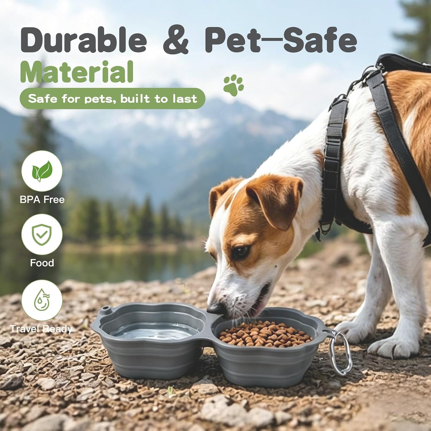 Collapsible Silicone Paw Shaped Dog Bowl 2-in-1 Travel Pet Bowl image 5