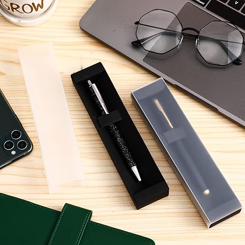 Miniatura 3 de Crtiin 30 cajas de regalo negras para bolígrafo, regalo negro vacío con instrucciones plegables, estuches para bolígrafos con fundas transparentes y