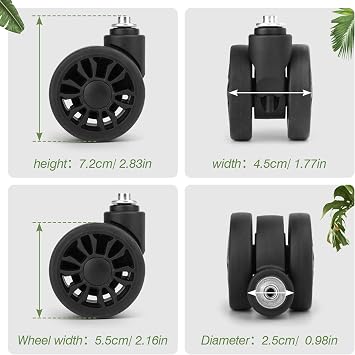 2 Pcs Suitcase Wheels Replacement 55mm Luggage Wheels, LN-3