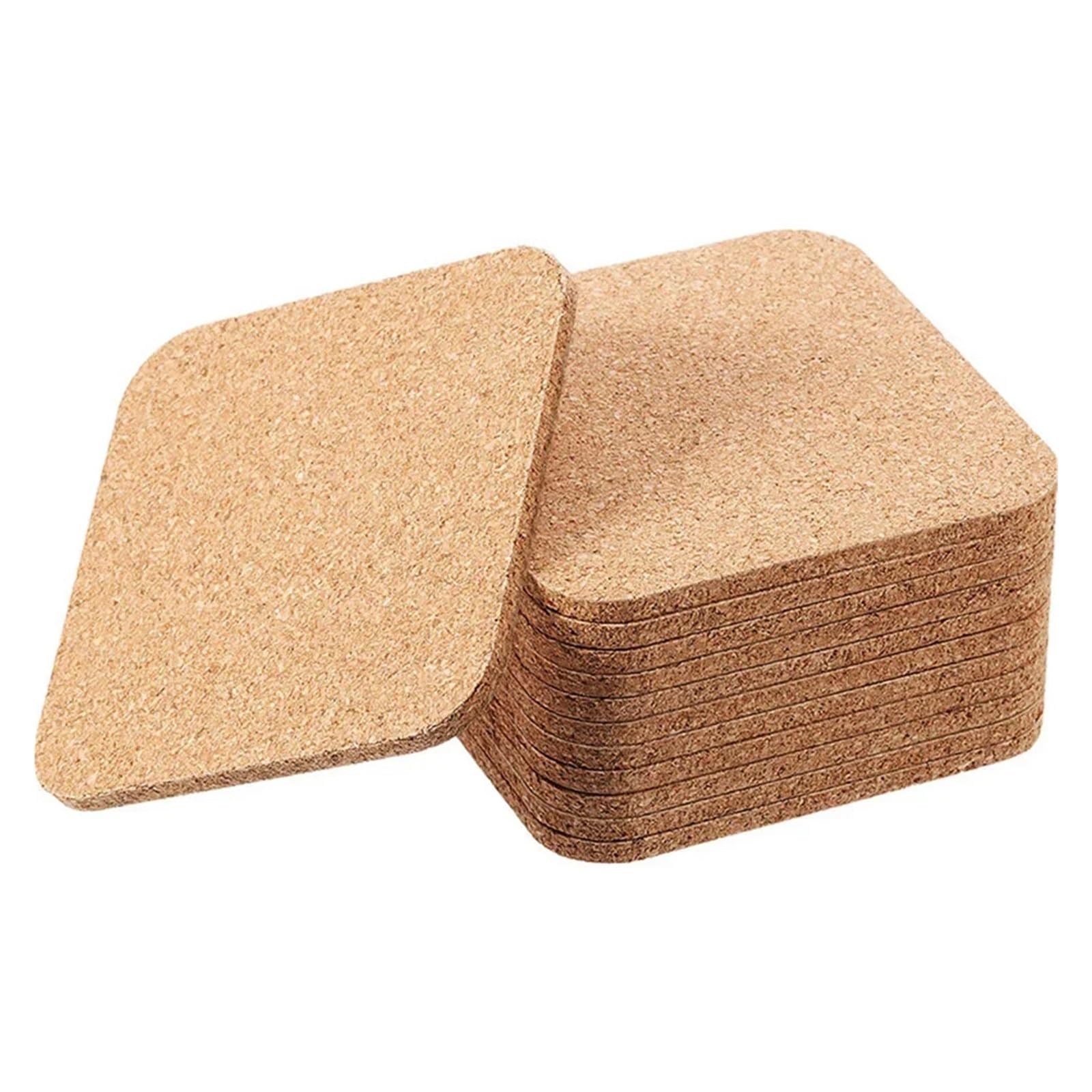 Insulated Coasters 20pcs Cork Coaster DIY Tableware Pad Small Board Square Round Mat Drink Cup Home Table Decoration for Home Decor Dining Table(Square)