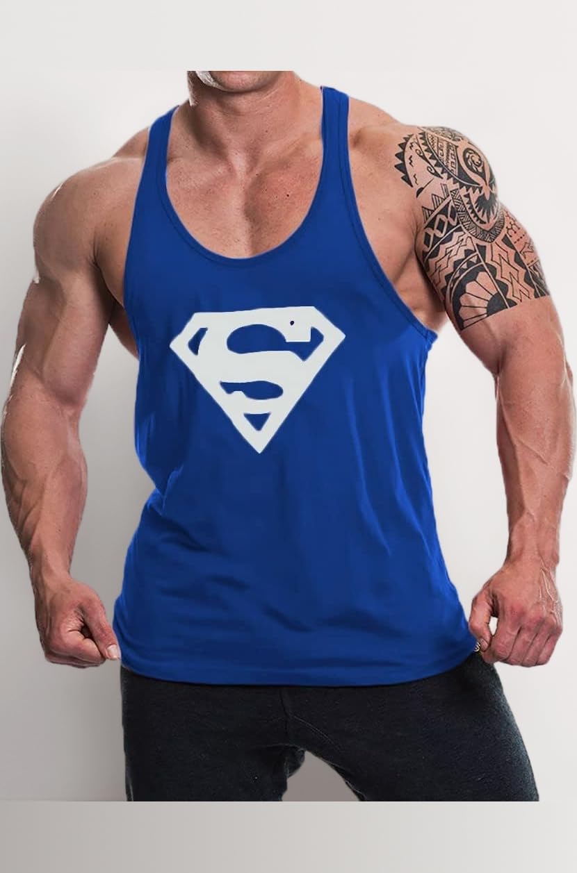 0016 Men's Superman Gym Tank Gym Tank Stringer Tank Tops for Men Gym Vest for Men Sleeveless Bodybuilding Gym Tank Tops for Men