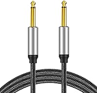 Vista 2 de Cable de instrumento de 6,35 mm 3 pies, cable de conector Jack mono 6,35 mm 1/4 pulgadas TS plateado premium desequilibrado, cable de parche