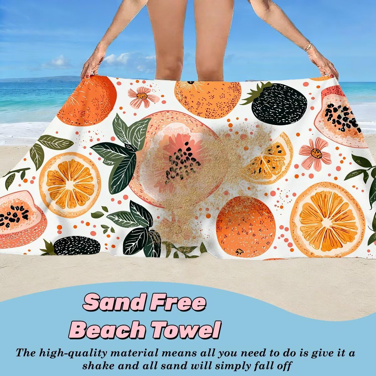 Ręcznik plażowy XXL, 100 x 200 cm, zestaw 2 szt., z mikrofibry, ręcznik plażowy, owoce, szybkoschnący, do sauny, fitness, bez piasku, ręcznik plażowy, do sauny, duży ręcznik kąpielowy, prezent dla