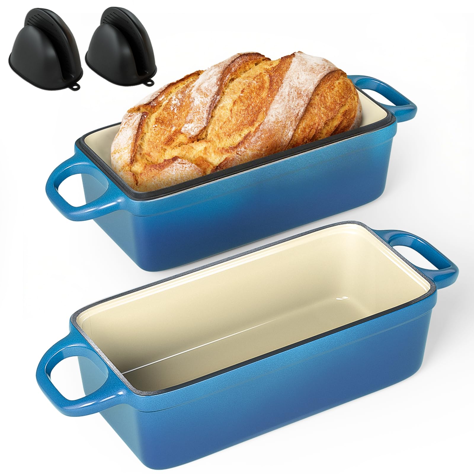 Photo 1 of 2 IN 1 Cast Iron Bread Loaf Pan with Lid, 3.4QT 9x5 Inch Dutch Oven for Bread Baking, Even Heating Bread Oven, Enameled Bread Pan for Homemade Sourdough Bread Baking & Versatile Cooking, Red