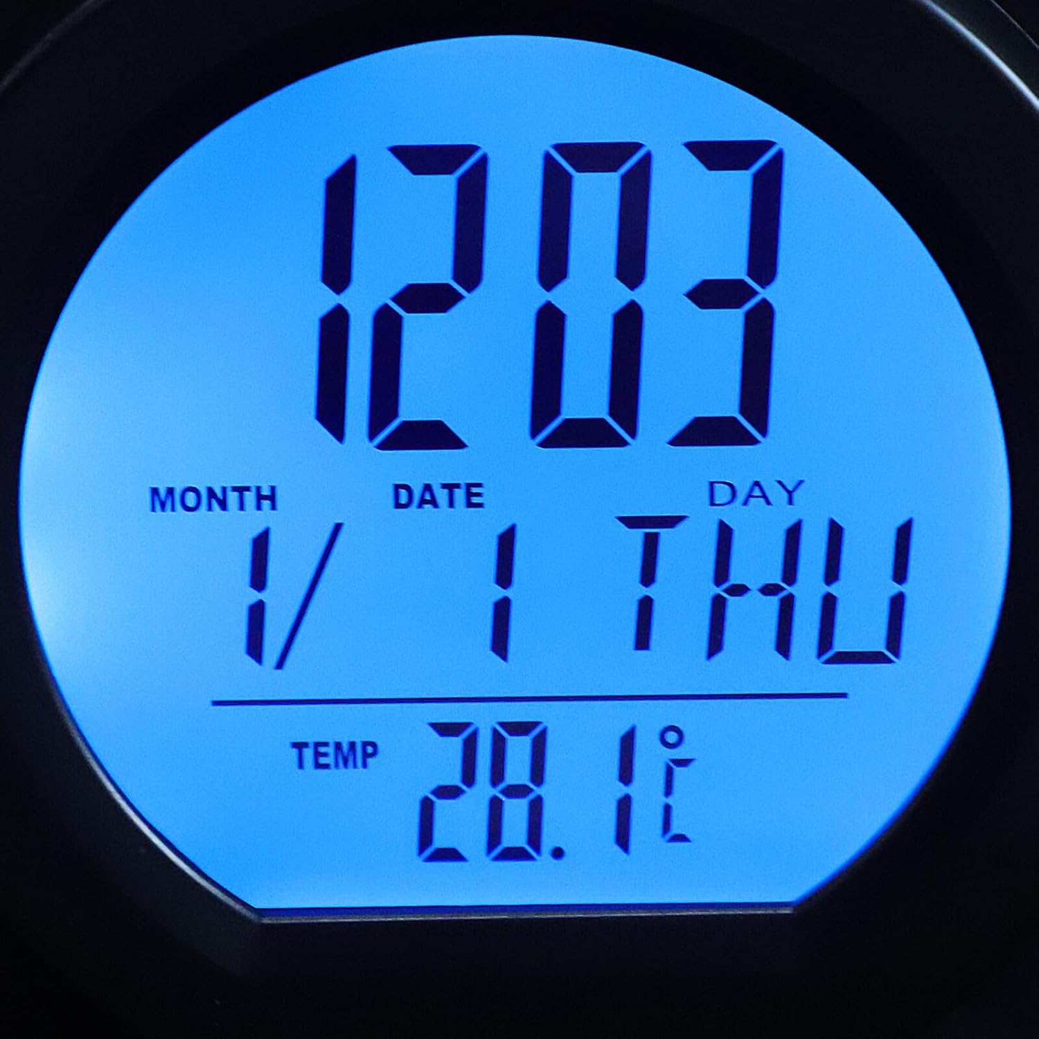 Didiseaon Solar Powered Car Clock with Temperature and Date Display, Digital Dashboard Thermometer Clock for Vehicles, Blue Backlight Automatic Display for Driving Use