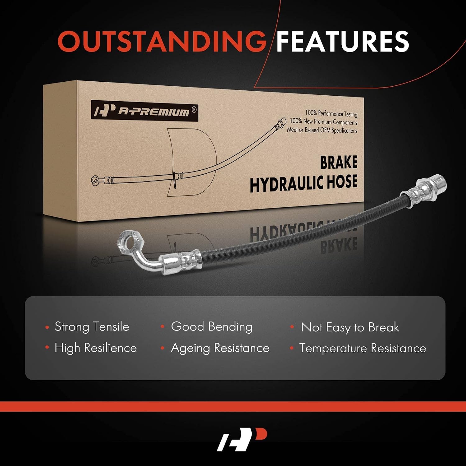 A-Premium Rear Passenger Outer Brake Hydraulic Hose Compatible with Select Toyota Models - Sequoia 2001 2002 2003 2004 2005 2006 2007 4.7L - Replace# 9094702C43