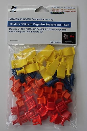 Clips universales y soportes para enchufes (50 piezas)  Accesorios para organizador Genie Pegboards para organizar herramientas, paquete mixto de