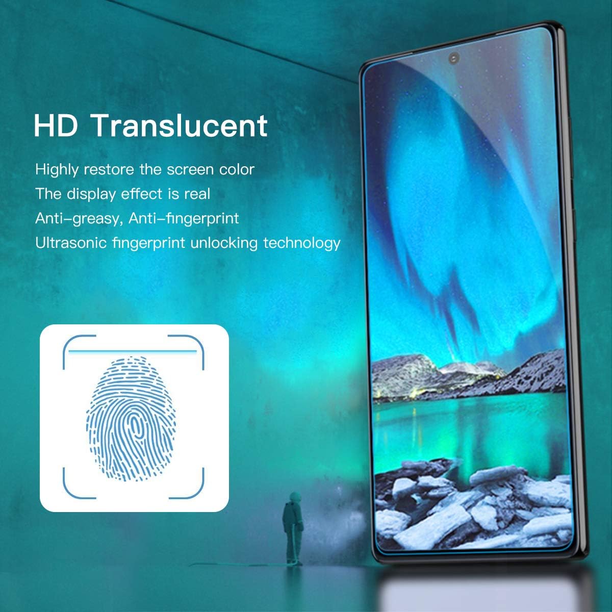 [2 Pack] Galaxy Note 20 Screen Protector with Camera Lens Protector, 9H Hardness/HD Screen/Support Fingerprint Unlock Tempered Glass Screen Protector for Samsung Galaxy Note 20 5G