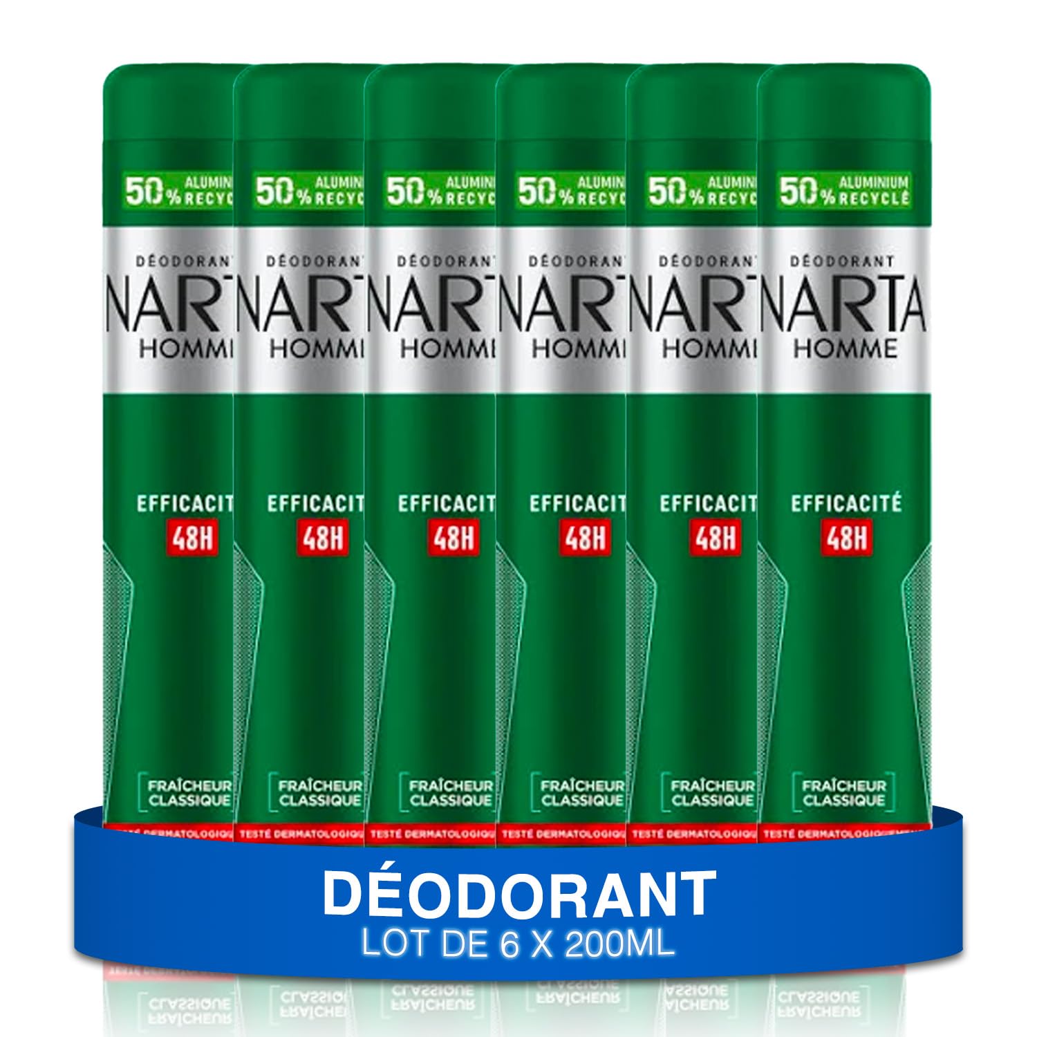 NARTA - Deodorante da uomo - Freschezza Classica Spray Efficienza 48h - confezione da 6 x 200 ml