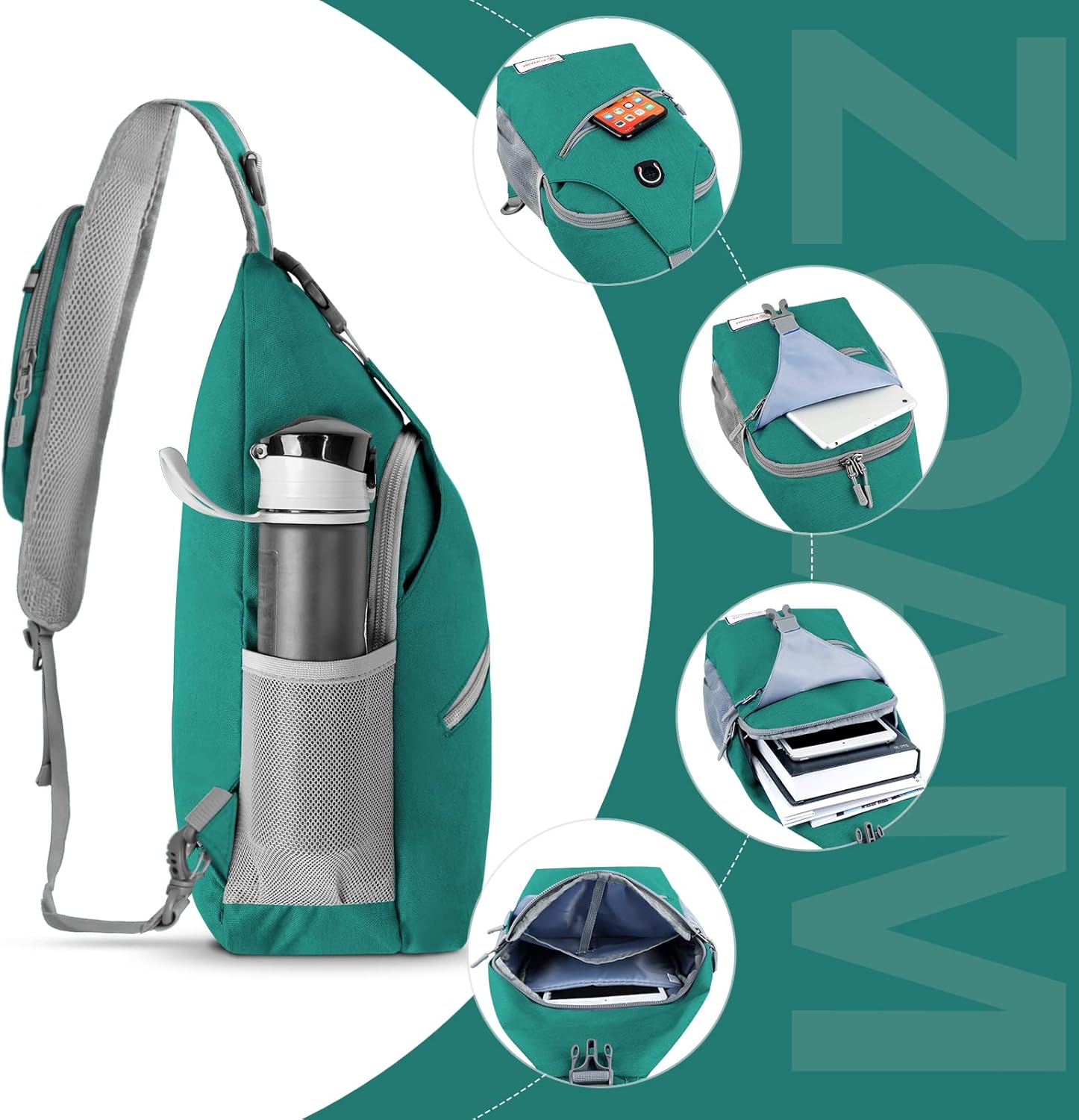 ZOMAKE Sling Bag,Small Crossbody Sling Backpack,Water Resistant Shoulder Daypack for Travel,Anti Thief Chest Bag for Hiking(Army Green(New)) - Image 3