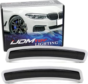 iJDMTOY Euro Black-Out Smoked Front Bumper Side Marker Reflex Lens Compatible With BMW 2019-26 G20 3 Series 320i 330i 340i M340i, 2020-26 G22 4 Series 420i 430i 440i M440i Coupe/Convertible ONLY
