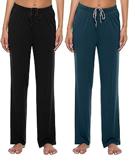 Mujer Pantalones Pijama Largos Cómodo Modal Pantalón de Estar con Bolsillos