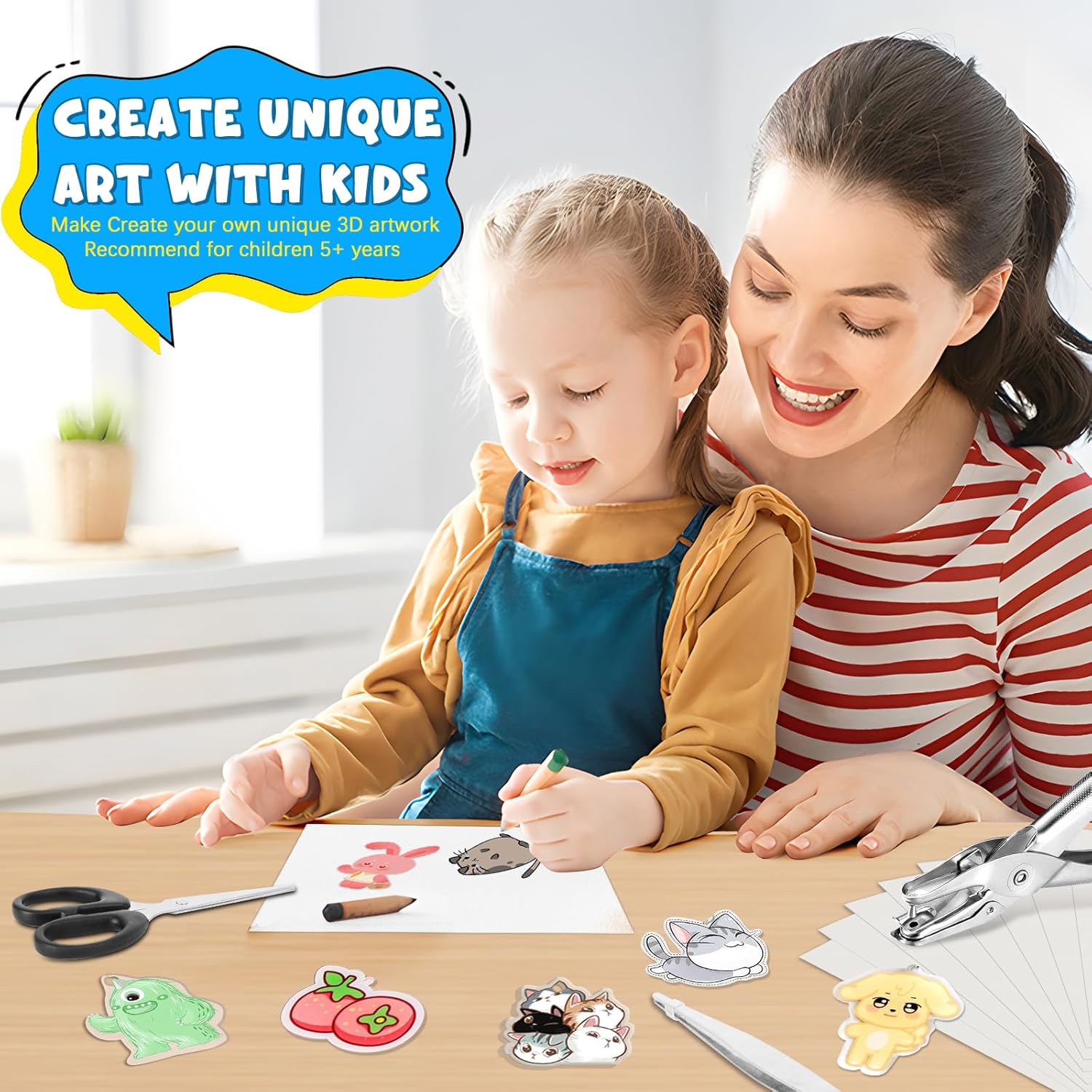 AOBOPLE Printable Shrinky Dink Sheets,213PCS Shrinky Dink Keychain Kit with 20 Printable Shrink Plastic Sheets 193PCS Keychain Accessories for Inkjet Printer DIY Crafts