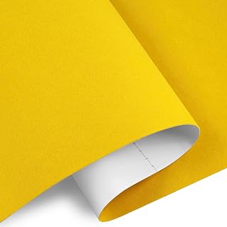Decotalk Velvet Wallpaper Yellow Velvet Wallpaper Peel and Stick Felt Fabric Wallpaper Yellow Textured Wallpaper 15.7x120 Inch Felt Velvet Wallpaper for Drawer Liner Jewelry Box Yellow Contact Paper