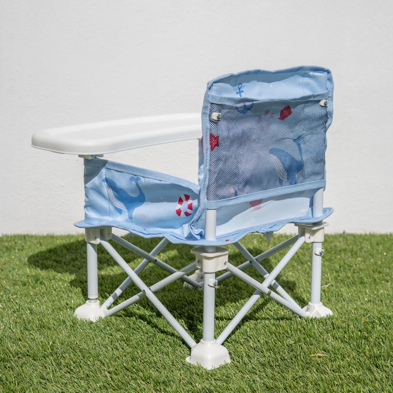 Flamingueo Chaise de Plage Légère - Pliable - pour Bébés - 6-36 Mois - Tissu Polyester et Acier - Imperméable - Sac de Transport Inclus - Bleu