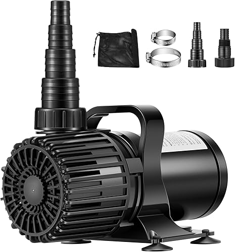 Miniatura 10 de VIVOHOME - Bomba de agua sumergible de 220W 4500GPH con boquilla ajustable sin costuras de 180° y bolsa de barrera para estanque de koi, cascada,