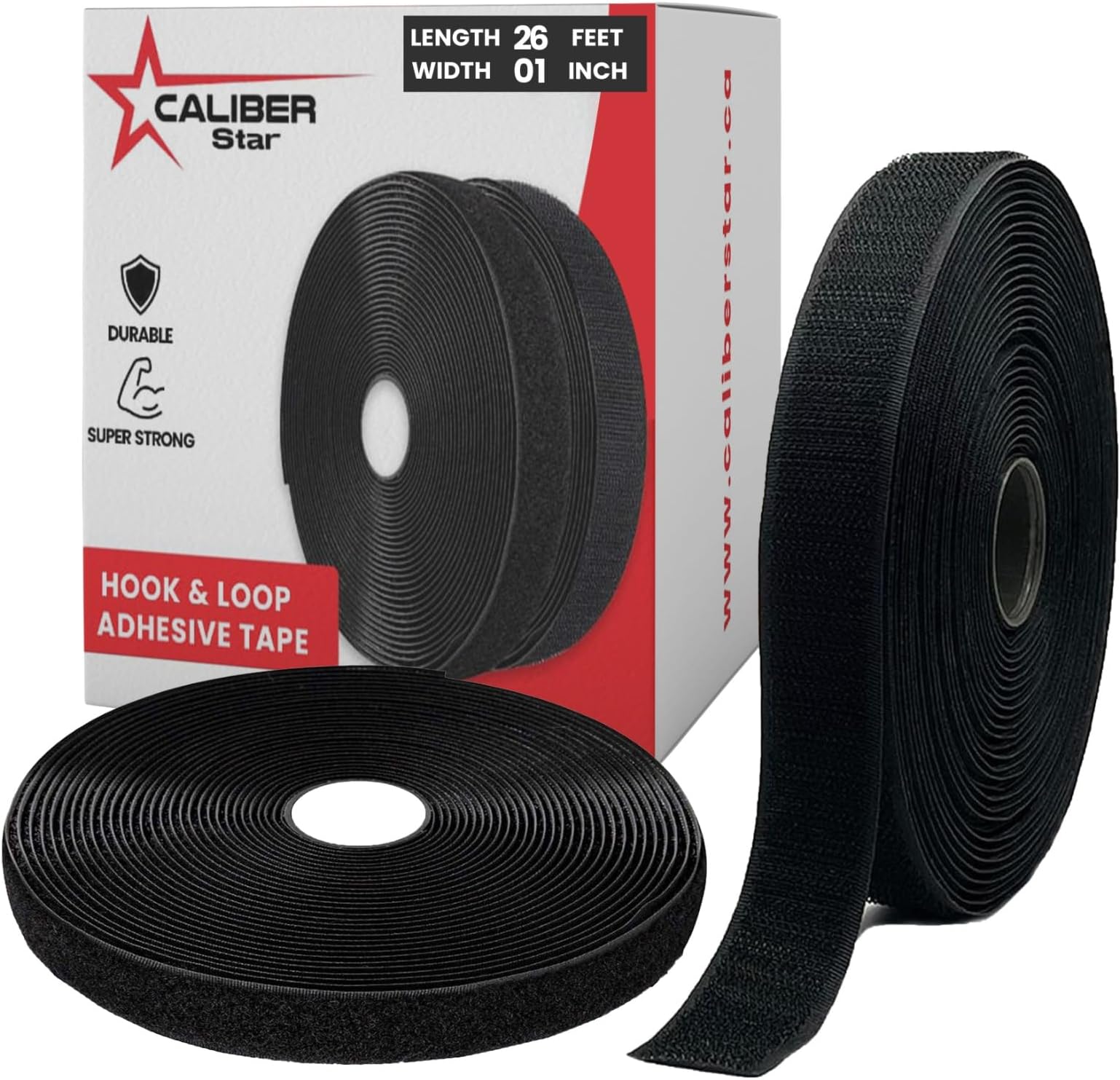 1 inch x 26 feet Black Heavy Duty Adhesive Hook and Loop Tape Roll ...