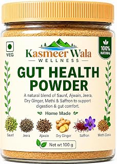 Kasmeer Wala Gut Health Powder | 100g Herbal Digestive Mix with Saunf, Ajwain, Jeera, Ginger, Mint & Saffron | Organic & H... Price In India