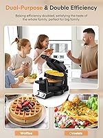 Vista 7 de FOHERE 2-in-1 Omelette Maker&Waffle Maker, 1400W Omelet Maker 180° Flip, Adjustable Browning Control, Non-Removable & Nonstick Pans, Make Two Omelet