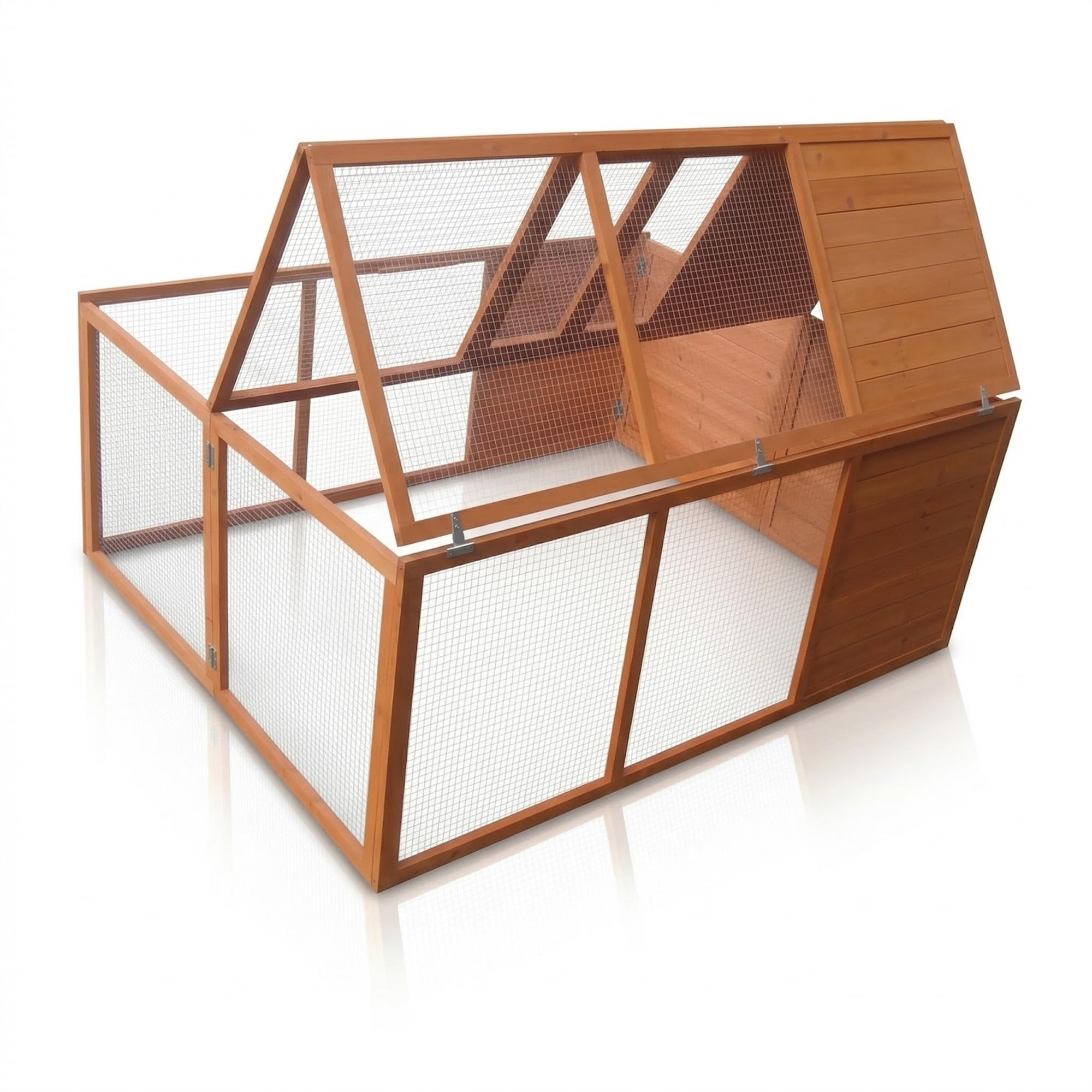 Mucola Freilaufgehege klappbar Kleintierstall draußen Outdoor Hasenstall 160x119x60cm Freigehege aus Holz mit Gitter Ausbruchsperre Freilauf