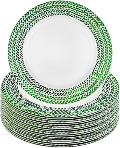 Koyal Wholesale Green Charger Plates Set of 12 – 13 Inch Acrylic Charger Plates for Dinner Plates, Elegant Table Chargers for Spring, Easter, Holiday & Wedding Table Settings