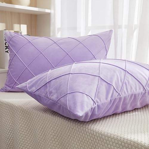 Miniatura 3 de JAUXIO Paquete de 2 fundas de almohada plisadas de terciopelo cristalino con diamantes para decoración del hogar con cierre de cremallera oculto