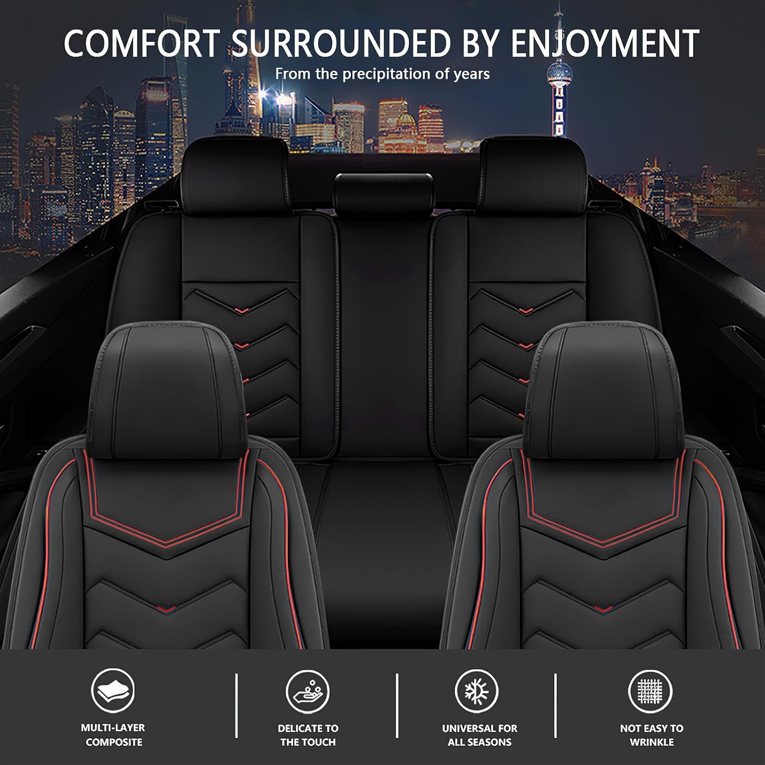 Fit for Honda Pilot 2007-2025 Seat Covers, Waterproof and Wear Resistant Sports Seat Cover, Premium Nappa Leather Car Seat Covers.(5 Seats/Black)